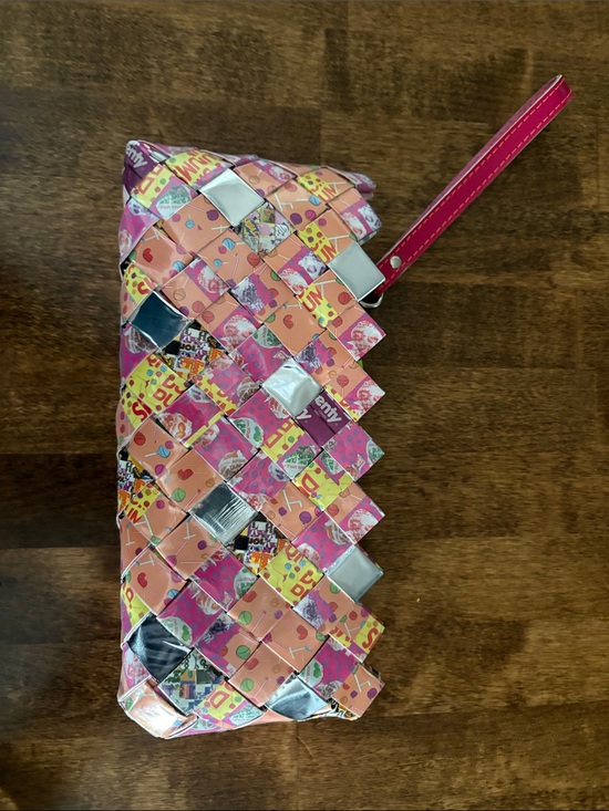 Handbags - Pink Woven Multi-Color Wristlet Clutch